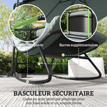 Lot de 2 fauteuils à bascule extérieur avec coussins épais, siège tissu textilène respirant et cadre en acier, gris