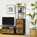 Meuble de rangement avec étagères et 3 tiroirs en tissu pliables amovibles, style industriel, dim. 44L x 40l x 155H cm
