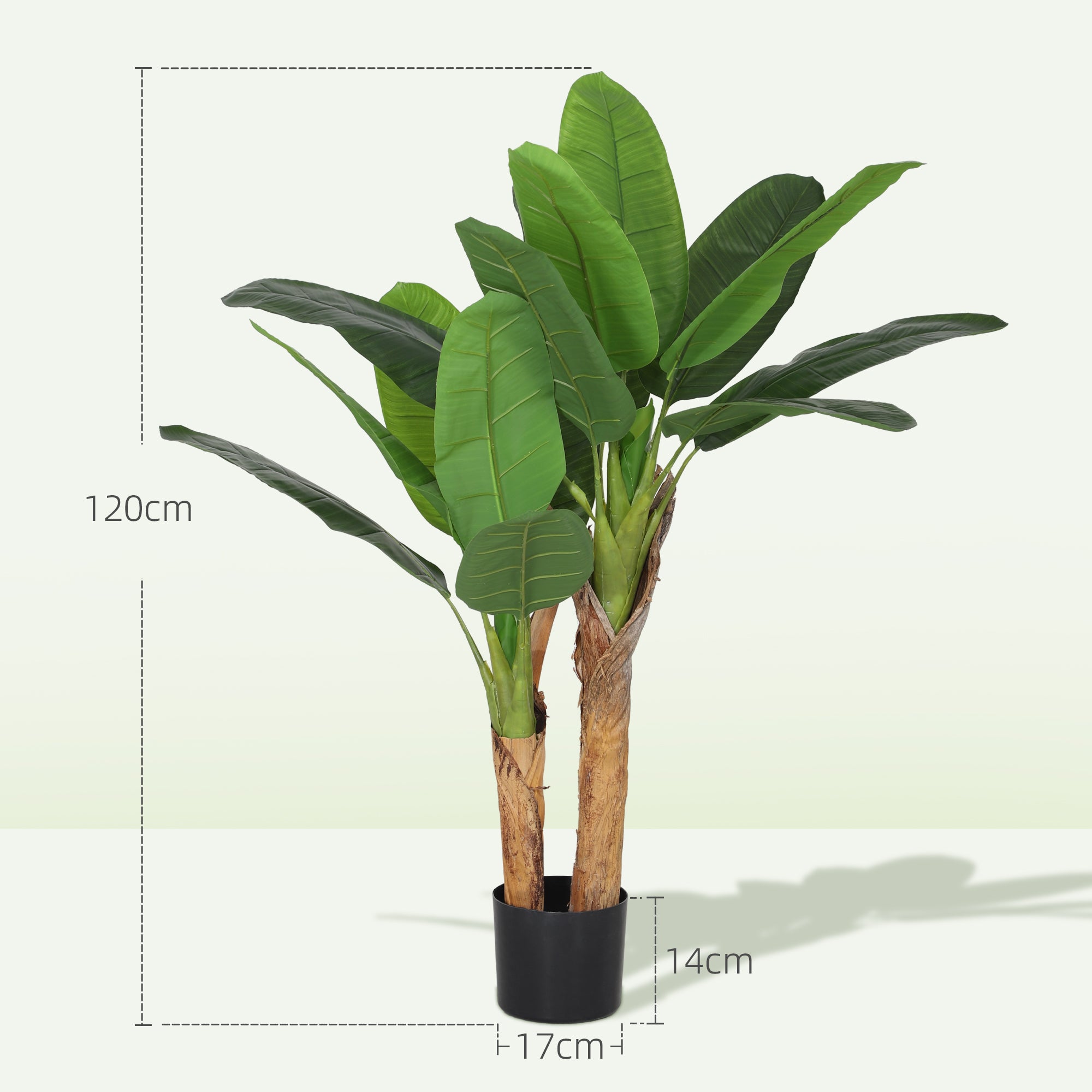 Lot de 2 plantes artificielles intérieurs 120 cm bananiers en pot décoration pour maison, bureau, salon, chambre