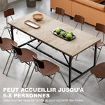 Table à manger rectangulaire pour 6-8 personnes table de cuisine style industriel 180 x 80 x 75,5 cm effet bois naturel