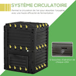 Tuincompostvat 300L compostbak voor de tuin van polypropyleen 48 ventilatieopeningen 60,5 x 60,5 x 81,5 cm zwart