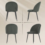 Lot de 2 chaises de salle à manger, chaises de cuisine rembourrées sans accoudoirs, pieds en acier, 52x55x79cm, gris