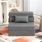 Fauteuil convertible 1 place fauteuil lit pliant, coussin inclus, pour invités, salon, petit espace, charge 120 kg, gris