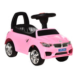 Porteur enfants voiture, véhicule à pousser avec coffre à jouets, klaxon, phares et musique, 63,5 x 28 x 36 cm, rose