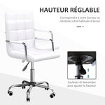Lot de 2 chaises de bureau fauteuil manager pivotant hauteur réglable revêtement synthétique capitonné blanc