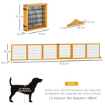 Barrière de sécurité pour chien barrière pliable à 6 panneaux avec pieds amovibles 432 x 36 x 70 cm jaune