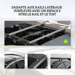 Barres de Toit de Voiture Transversales, Verrouillables avec 2 Clés, Alliage d'Aluminium, Charge 75 kg, Argenté