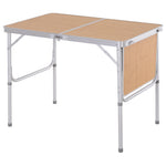 Table de camping pliante avec rallonge alu. MDF imitation bambou
