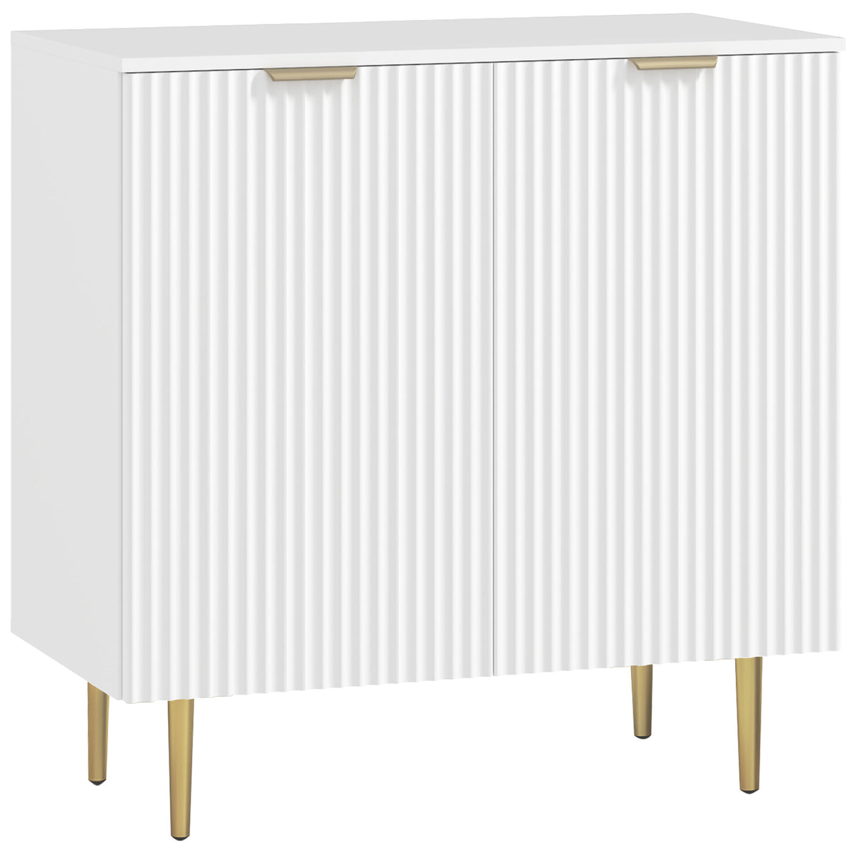 Buffet Cuisine, Meuble de Rangement avec 2 Portes, Étagère Réglable, Pieds Métalliques Surélevés, 80 x 40 x 80 cm, Blanc