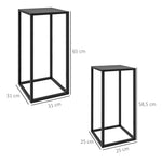Lot de 2 supports pot de fleurs encastrables 2 hauteurs différentes 58,5 et 65 cm - acier noir