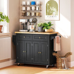 Desserte ilôt de cuisine multi rangements 2 tiroirs 2 placard 2 portes avec étagère range-bouteille
