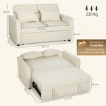 Canapé Convertible 2 Places 3 en 1, Canapé-Lit Clic Clac en Chenille 142 cm, Dossier Réglable, 2 Oreillers, Beige-2