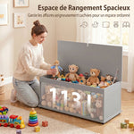 Coffre de rangement, banc de rangement avec couvercle rabattable et charnières de sécurité, 100 x 40 x 40 cm, gris
