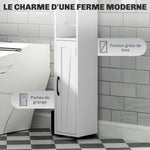 Armoire salle de bain haute, meuble de rangement colonne, 2 portes, tiroir, étagères réglables, 20x20x185cm, blanc