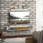 Ensemble meuble TV suspendu avec étagère murale meuble télé bois mural passe-câbles 120 x 24 x 16 cm blanc