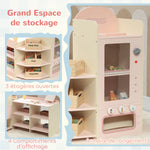 Supermarché pour enfant, marchande en bois, caisse enregistreuse, distributeur et accessoires, 90,7x60x73,8cm, vert