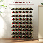 Étagère à vin rack pour bouteilles range-bouteilles capacité 54 bouteilles dim. 63L x 25l x 91H cm métal noir