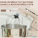 Robot pâtissier 1300 W, robot pétrin professionnel 4,5 L, bol d'acier inoxydable, 6+P vitesses et pulse, beige