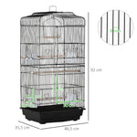 Cage à oiseaux volière avec mangeoires perchoirs plateau excrément amovible cage pour canaris perruches perroquets 46,5 x 35,5 x 92 cm noir