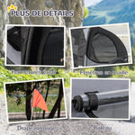 Rimorchio per bici per cani con finestre in rete, catarifrangenti e bandierina di sicurezza 140 x 71 x 83 cm nero
