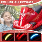 Auto-Tamponneuse Enfant 6V, Rotation à 360°, Musique, Klaxon, Démarrage Doux, 2,5 km/h, pour Âges 3-8, 74x53x48cm, Rouge