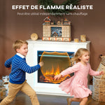 Cheminée électrique 1000W/2000W fausse cheminée effet flamme à 12 couleurs et 5 luminosités réglables 98x25x80cm blanc-6