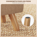 Repose pied salon ottoman siège rembourré en tissu avec pieds en bois 27 x 27 x 26 cm marron clair