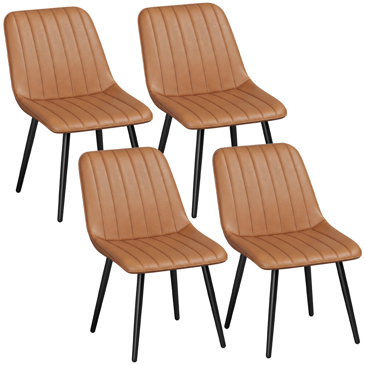 Lot de 2 Chaises de Salle à Manger Modernes, Dossier et Assise Incurvés, en Revêtement Synthétique, 51x61x78cm, Marron