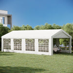 Gazebo Tendone per Ricevimenti da Giardino in PE Impermeabile con Tubi in Acciaio 7,98L x 3,92P x 2,8A m Bianco Nuovo 14