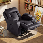 Fauteuil inclinable de massage et chauffage, fauteuil de relaxation, dossier réglable, pivotant 360°, 82x99x103cm, marron