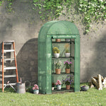 Serre de jardin serre de balcon résistante aux UV porte enroulable 4 étagères couverture en PE 80 x 49 x 160 cm vert