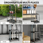Organisateur d'outils de jardin, support à outils de jardin 16 compartiments à 2 niveaux 42 x 33 x 50 cm noir