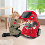 Camion mécano 2 en 1 - Jouet Bricolage Enfant - Établi Enfant - Jeu d'imitation mécanicien - Nombreux Accessoires Total de 61 pièces - Effets sonores et Lumineux - PP ABS Rouge
