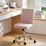 Chaise de bureau sans accoudoirs, fauteuil de bureau, hauteur réglable et pivotant 360°, 43 x 56 x 89-99 cm, rose