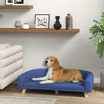 Txakur-sofa, txakur-ohe altxatua, kuxin garbigarria, egurrezko markoa, poliesterrezko ehuna, 98 x 67 x 25 cm, urdina