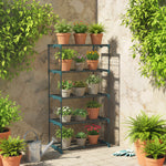 Étagère à fleurs en acier 5 niveaux intérieur et extérieur support de plantes pour jardin balcon salon 67x49x138cm vert