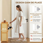 Meuble à chaussures 14 paires, armoire à chaussures 2 tiroirs rabattables, étagères réglables, 69x29x83cm, bois naturel