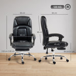 Chaise Bureau Ergonomique, Fauteuil de Bureau Inclinable, Assise rembourrée en PU, Hauteur Réglable, Noir