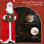Figurine de Père Noël, debout de Père Noël, commande vocale, musique festive, bras pliables, 110 cm, rouge