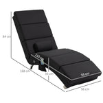 Fauteuil relax chaise longue de relaxation ergonomique, massant et chauffant avec télécommande 56 x 168 x 84 cm noir