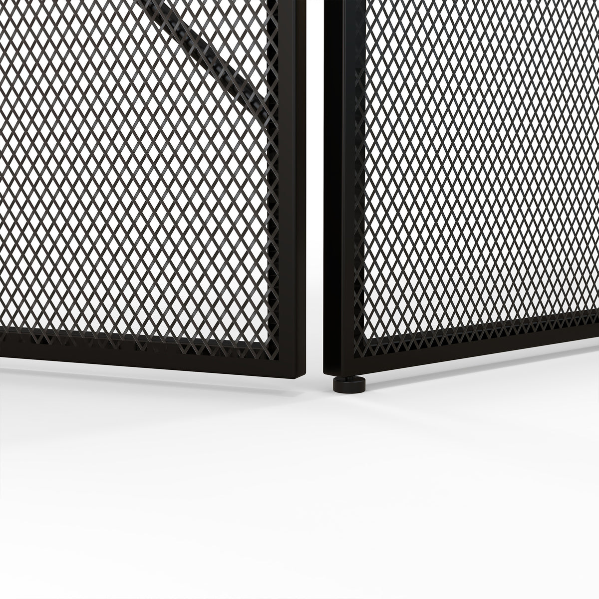 Pare feu cheminée pliable 3 panneaux en acier avec décor géométrique et pieds antidérapants, 135l x 1,2P x 85H cm, noir-7