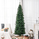 Sapin de Noël Artificiel 210 cm Arbre de Noël Slim avec support en acier pliable, 687 branches épines Vert