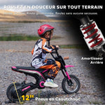 Moto cross électrique enfant moto électrique enfants moteur 350 W batterie 12V 8-16 km/h pneus gonflables 12'' rose