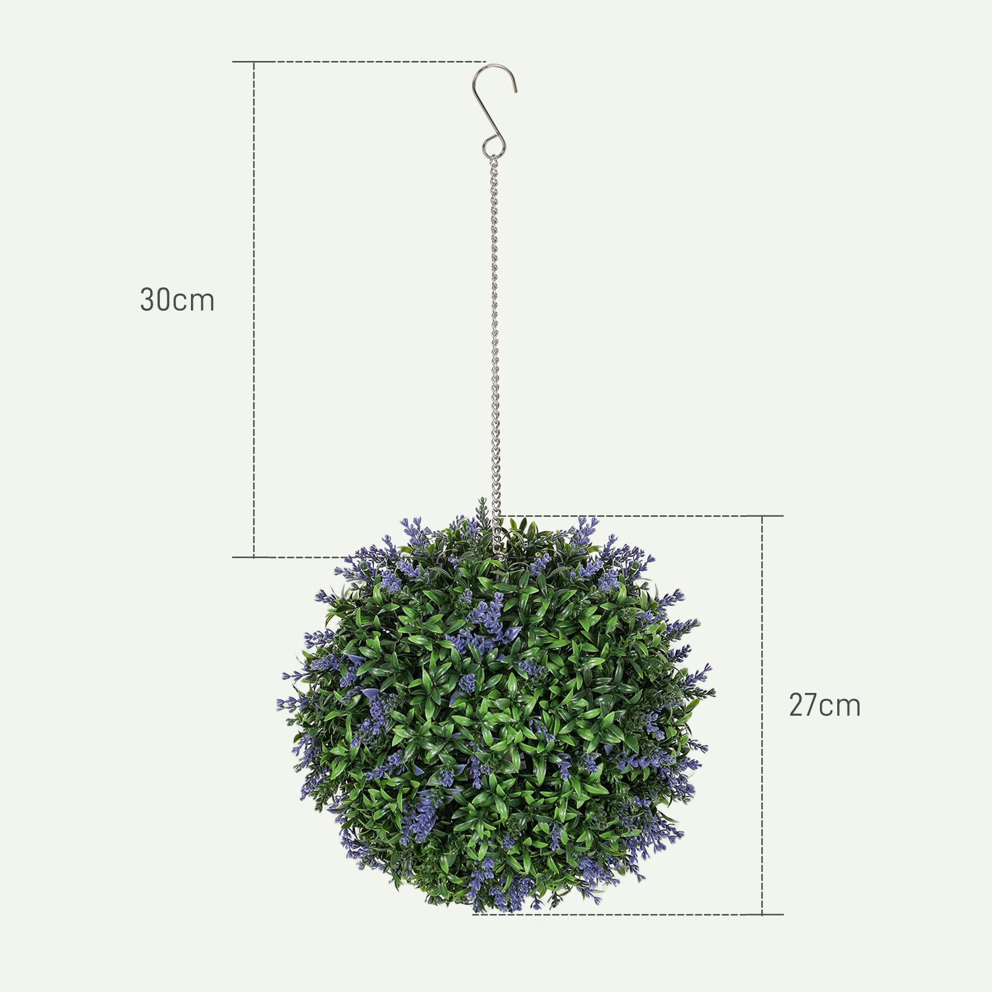 Lot de 2 boules topiaires artificielles, fausses plantes décoratives résistantes aux UV, Ø 27 cm, violet et vert