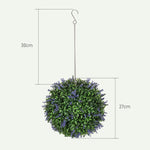 Lote de 2 bolas topiarias artificiales, plantas decorativas falsas resistentes a los rayos UV, Ø 27 cm, violeta y verde