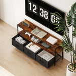 Meuble TV, meuble télé pour téléviseur jusqu'à 55 pouces avec 3 tiroirs et pieds en acier 120 x 29 x 56 cm brun rustique