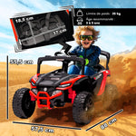 Voiture électrique enfant UTV, buggy électrique enfant 12V 2 moteurs, télécommande, LED, musique, klaxon, 3-8 ans, rouge