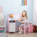 Ensemble table et chaise pour enfant avec tableau blanc - bureau pour enfant +5 ans - 90L x 45l x 85H cm rose
