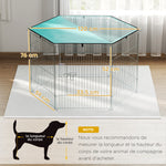 Parc pour chien, enclos chien 6 panneaux avec toit, modulable et pliable, enclos portable 76H cm avec porte argent vert