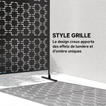Panneau brise vue décoratif paravent extérieur à motif géométrique ajouré en métal - 122 x 45 x 198 cm, noir